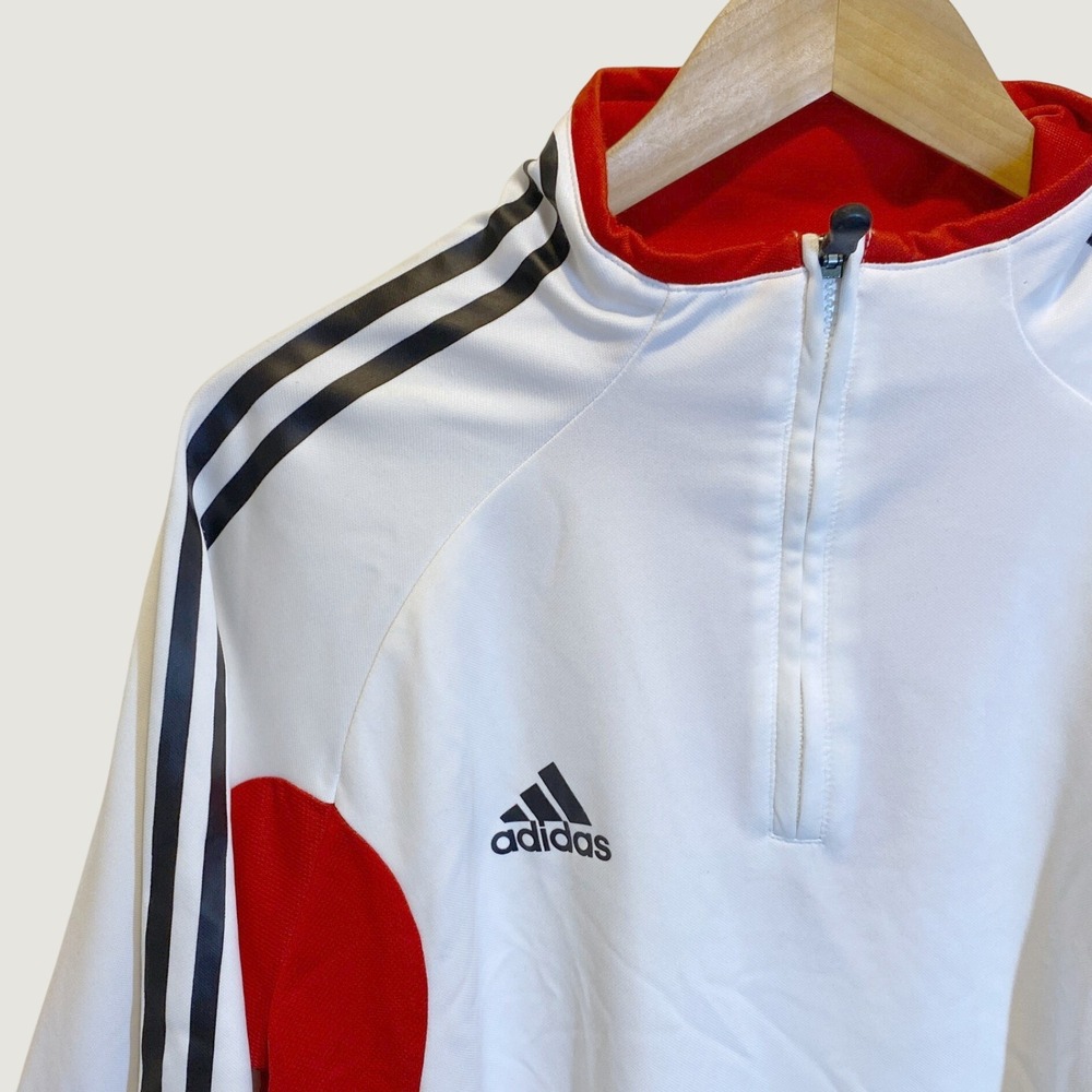 Adidas Pullover Mens L White Excellent ClimaCool 1/4 Zip Training Top Striped